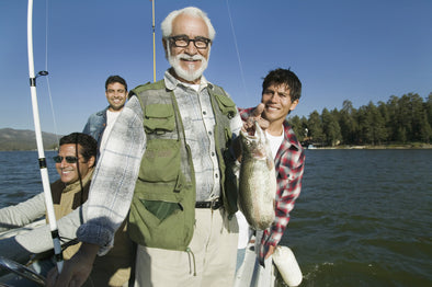 Family with glasses fishing