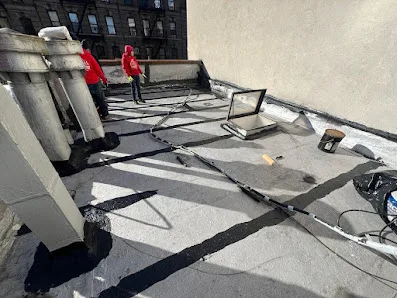 Roofing materials and repair staging for commercial buildings